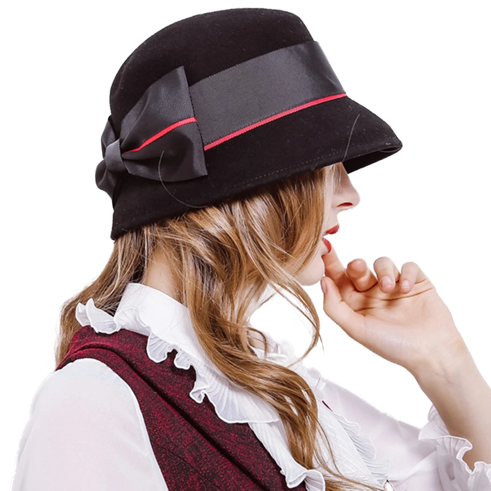 Женская мягкая фетровая шляпа FS винтажная шерстяная шляпка с широкими полями и