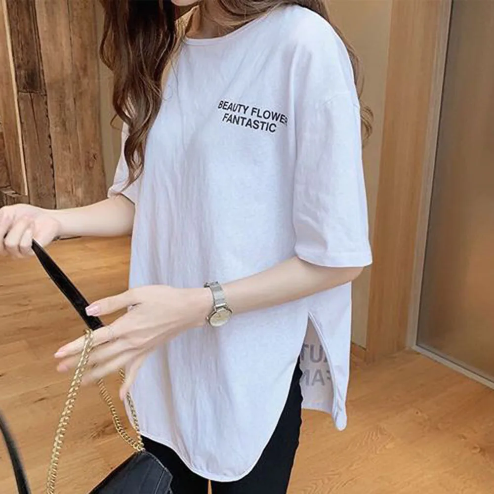 Повседневная Женская белая футболка корейские летние женские Топы с коротким