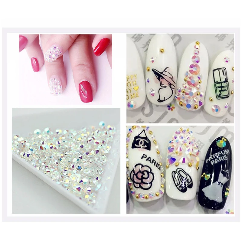 swarovski rhinestones crystals fla Swarovsky наклейки на ногти стразы для ногтей SS3 SS6 1440 шт круглые