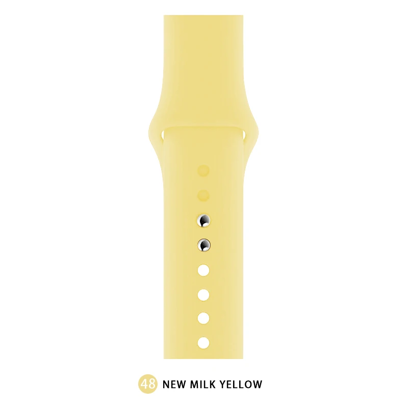 New milk yellow Мягкий силиконовый сменный спортивный ремешок для Apple Watch версии 4, 3, 2, 1, 42 мм, 38 мм, браслет на запястье, ремешок для iWatch 4, 40 мм, 44 мм, спортивный - Цвет ремешка: New milk yellow