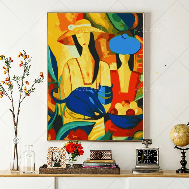 Красивая картина на стену Расписанная вручную 100% Женская фигурка портрет