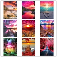 new 5d diy squareround sunset seascape diamond painting embroidery mosaic cross stitch home decor hanging painting