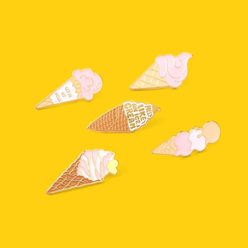 

Cute Ice Cream Enamel Pin Five Different Kinds Brooches Decoration On Clothes Backpack Badge Sweet Gifts for Women Men Jewelry