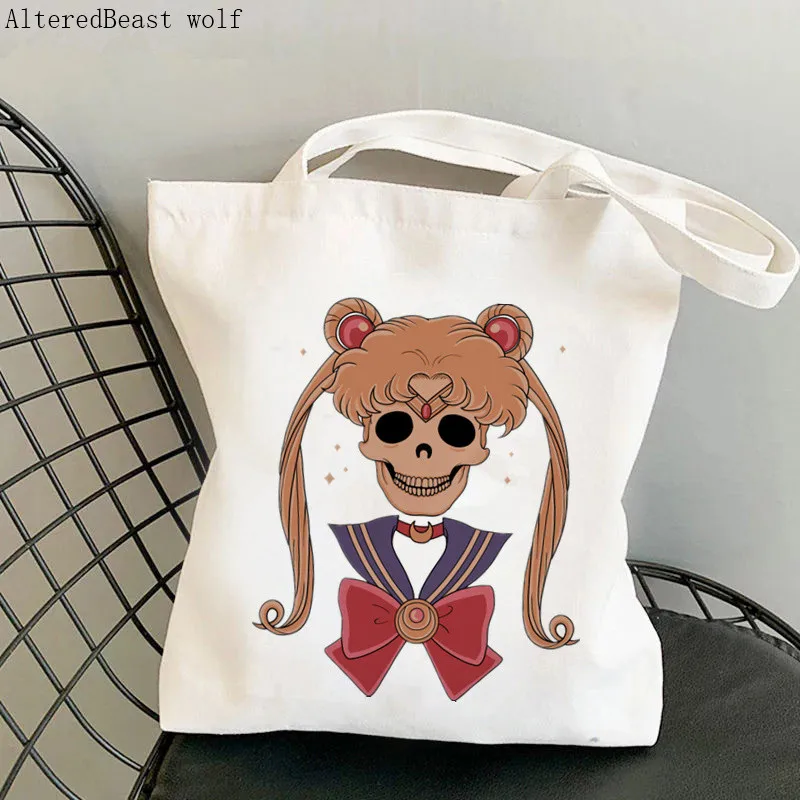 

Women Shopper Sailor Saturn Lip Rod Sailor Meow Bag Harajuku Shopping Canvas Shopper Bag girl handbag Tote Shoulder Lady Bag