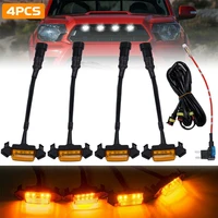 1set4pcs amber lens front grille amber led lights with wiring harness kit for 2016 2021 toyota tacoma wtrd pro grill 12v