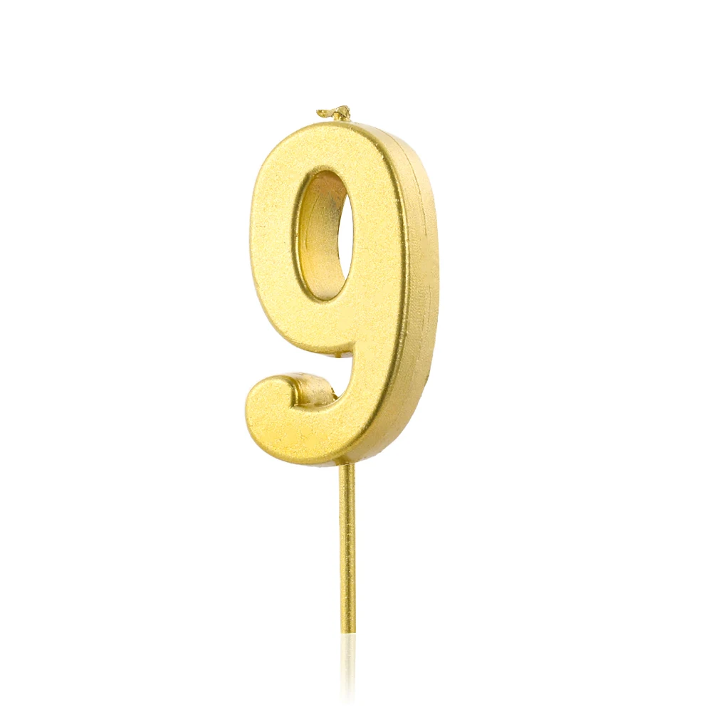 Number 9 1 шт. золотой цвет цифры торт свеча Топпер для торта «С Днем Рождения» вечерние украшения свадебные принадлежности выпечка в подарок поделки своими руками - Цвет: Number 9