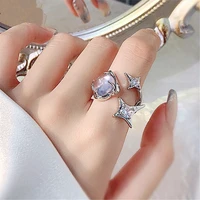 fashion stones star open rings for women korean style personality statement adjustable ring bijoux
