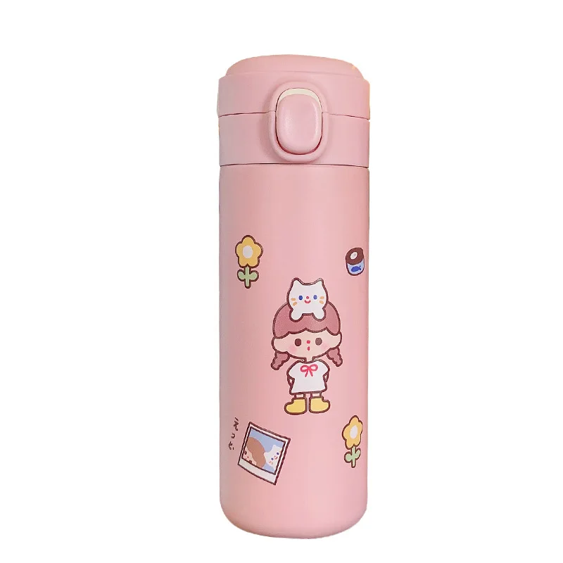 

Cute Water Bottle Bouteille Isotherme Kubek Termiczny Garrafa Termica Inox Straight Body Large Capacity Drop Resistance Fashion