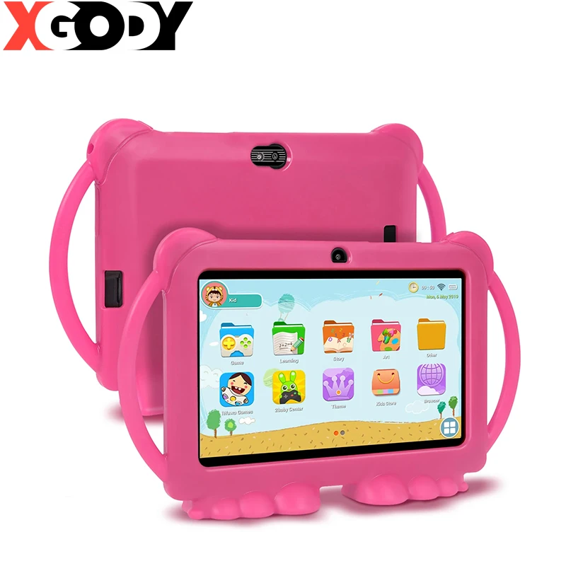 XGODY Детский обучающий планшет подарок 7 дюймов HD с силиконовым чехлом USB зарядка
