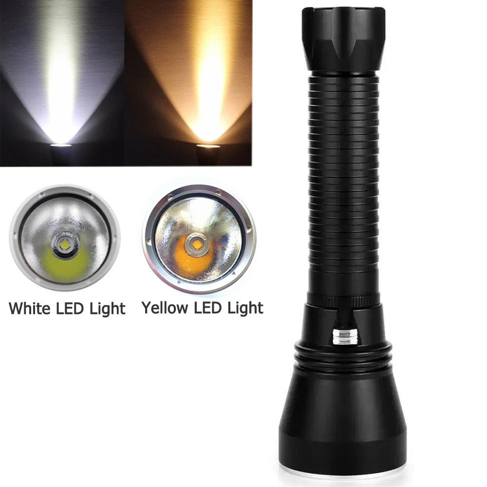 Bestellen Taschenlampe Wiederaufladbare Tauchen Taschenlampe Wasserdicht Für Tauchen U-boot Jagd XHP70 High Power LED Taschenlampen Taktische Taschenlampe