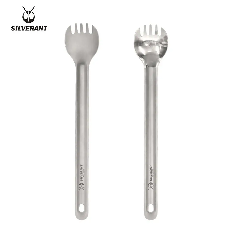 Silverant Сверхлегкий Длинная Ручка Titanium Spork Кемпинг Ложка Ужин Вилка С Моющейся
