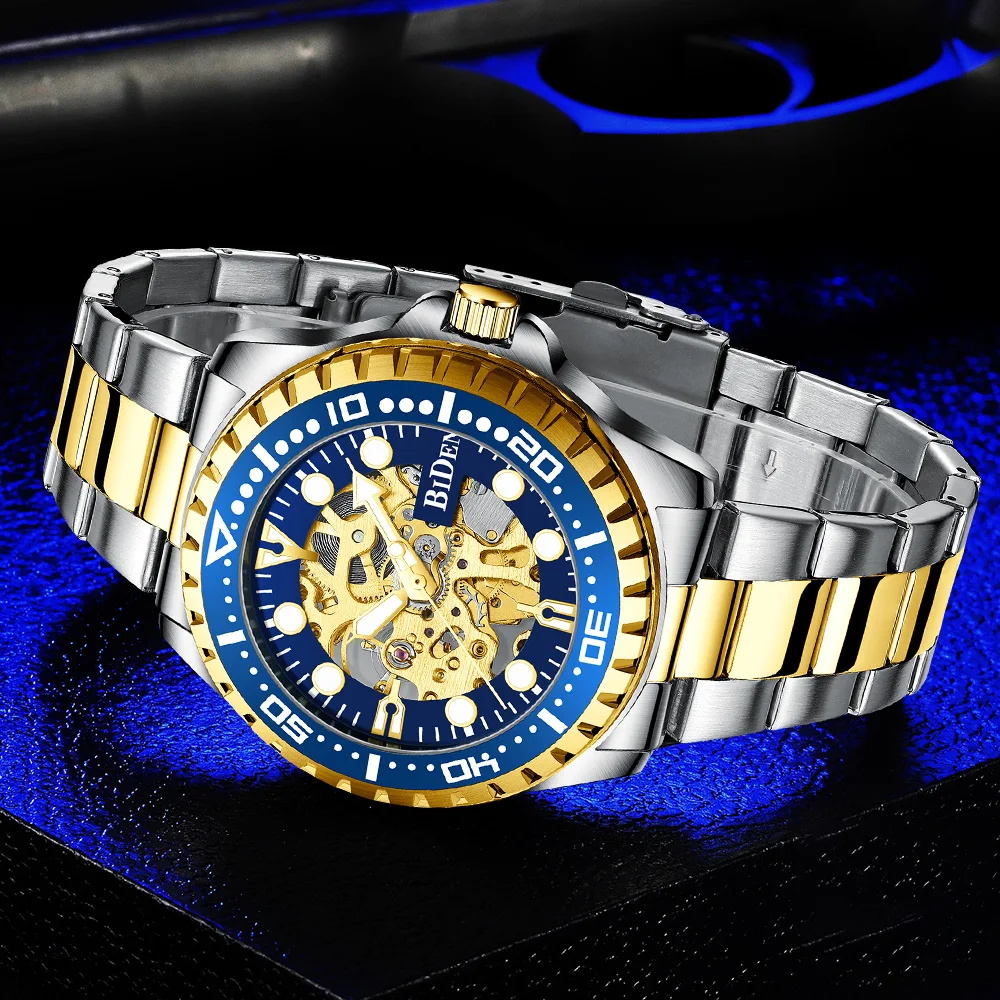 Мужские Водонепроницаемые механические часы с Циферблатом из нержавеющей стали