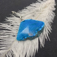 1pcs agate pendant fashion necklace charms diy jewelry making women fashion blue fan shape natural stone jwellery accessories