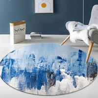 nordic blue white glacier round living room carpet modern decoration rug non slip bath mat on the floor coffee table chair mat