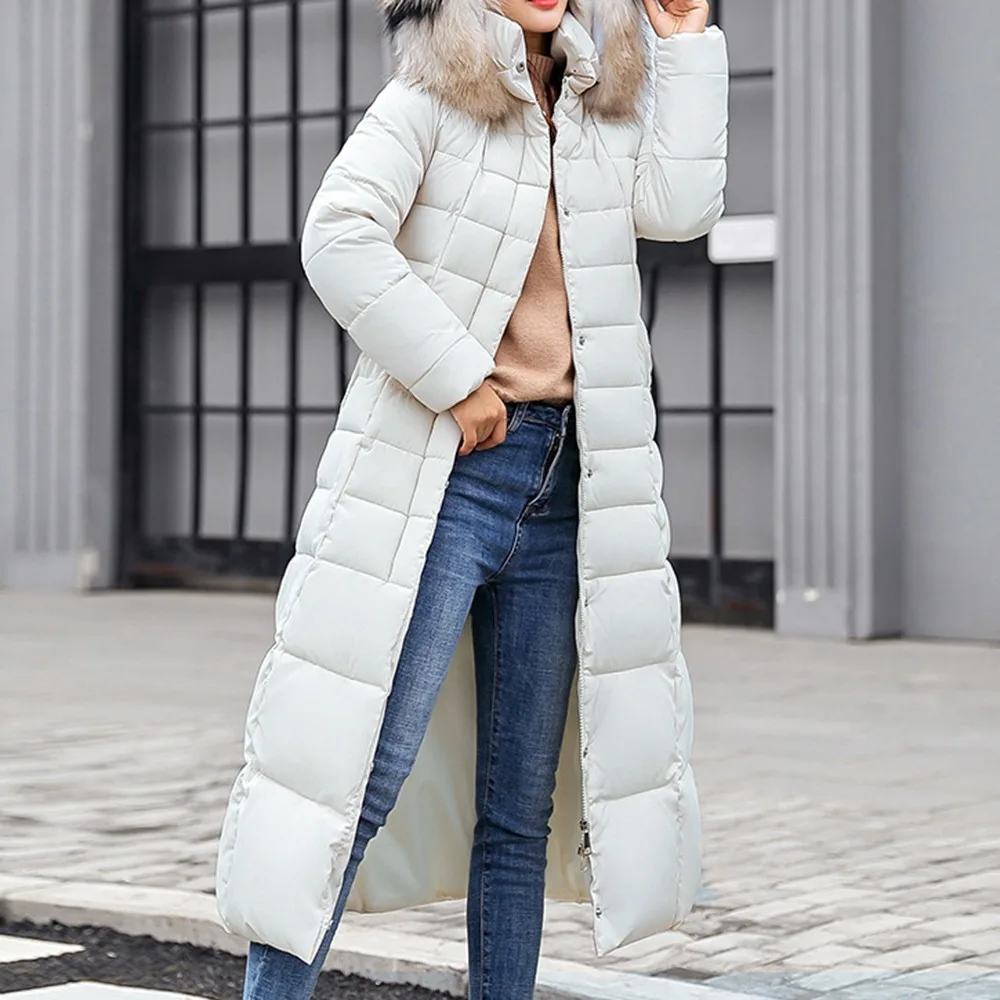 

Winter New Style Trendy Parka Women Coat Cotton Padded Warm Maxi Puffer Coat Ladies Long Coats Parka Femme Jacket 2021