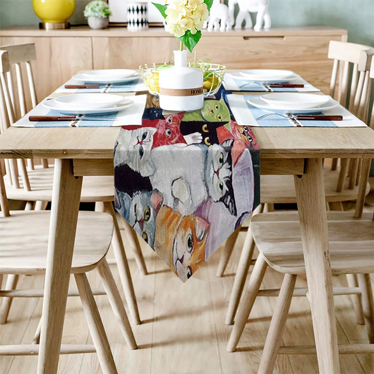 Группа кошек настольные бегуны Рождественский стол украшения для дома вечерние