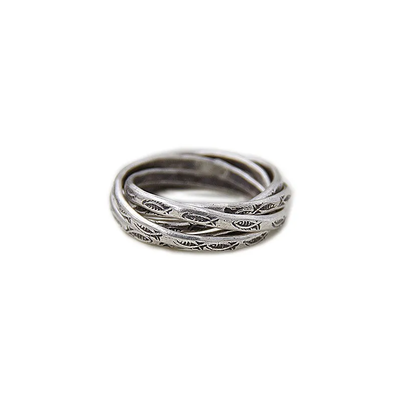 Fyla Mode 999 серебряные кольца, подарки, винтажные резные Многослойные тайское серебрянное кольцо, ювелирное изделие, ширина 5,5 мм, вес 4,20 г