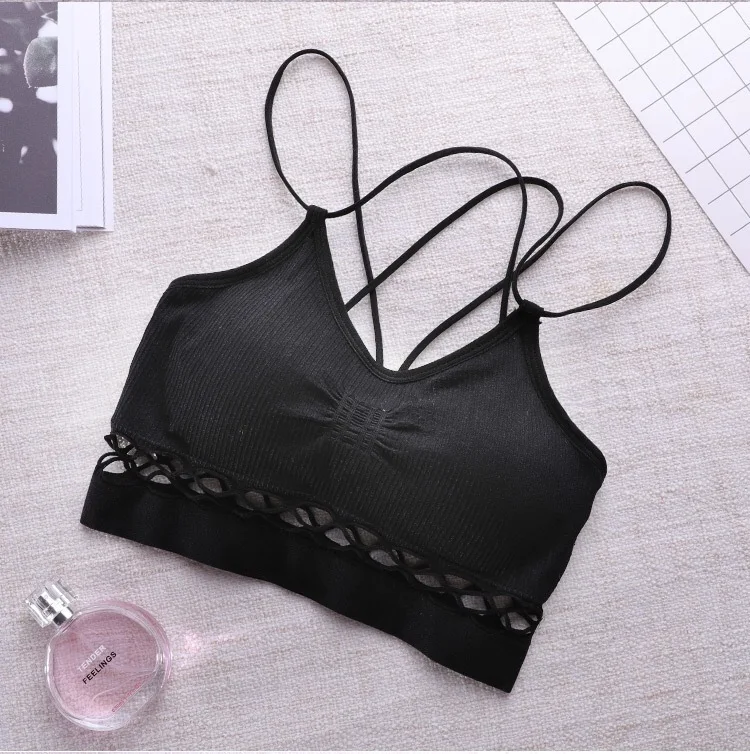 

Crop Tops Beauwear Sexy Solid Color Bustier and Corsets Sling Tube Top Active Bra Sport Yoga Wireless Cross Sling Push Up Bra