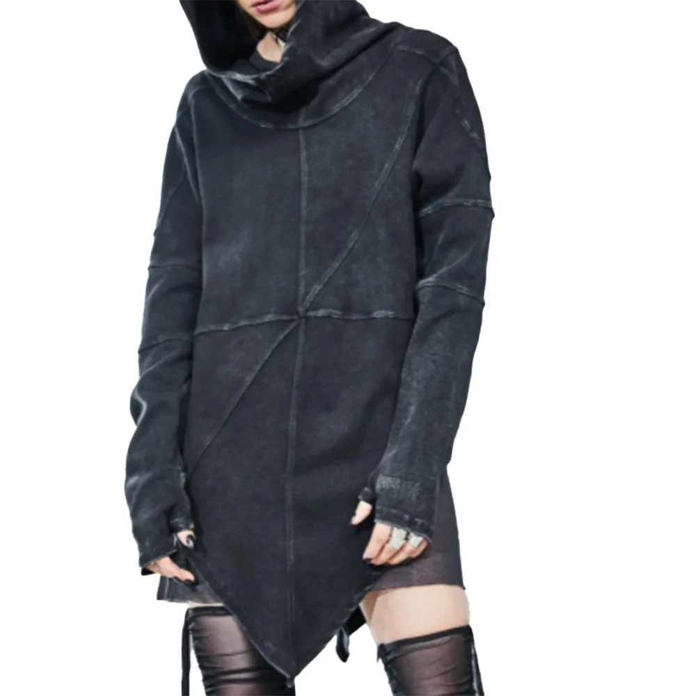 

Autumn New 2021 Solid Color Fashion Women's Hoodie Gothic Hipster Irregular Europe America With Hood Long Sleeve Casual