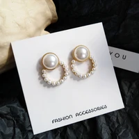 temperament sweet pearl earrings geometric circle earrings for women girls jewelry party asseccoires