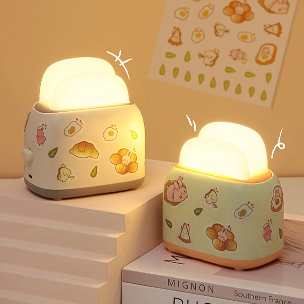

Милая хлебопечка, светодиодный ночник, украшение для спальни, перезаряжаемый от USB ночной Светильник для спальни, прикроватный светильник д...