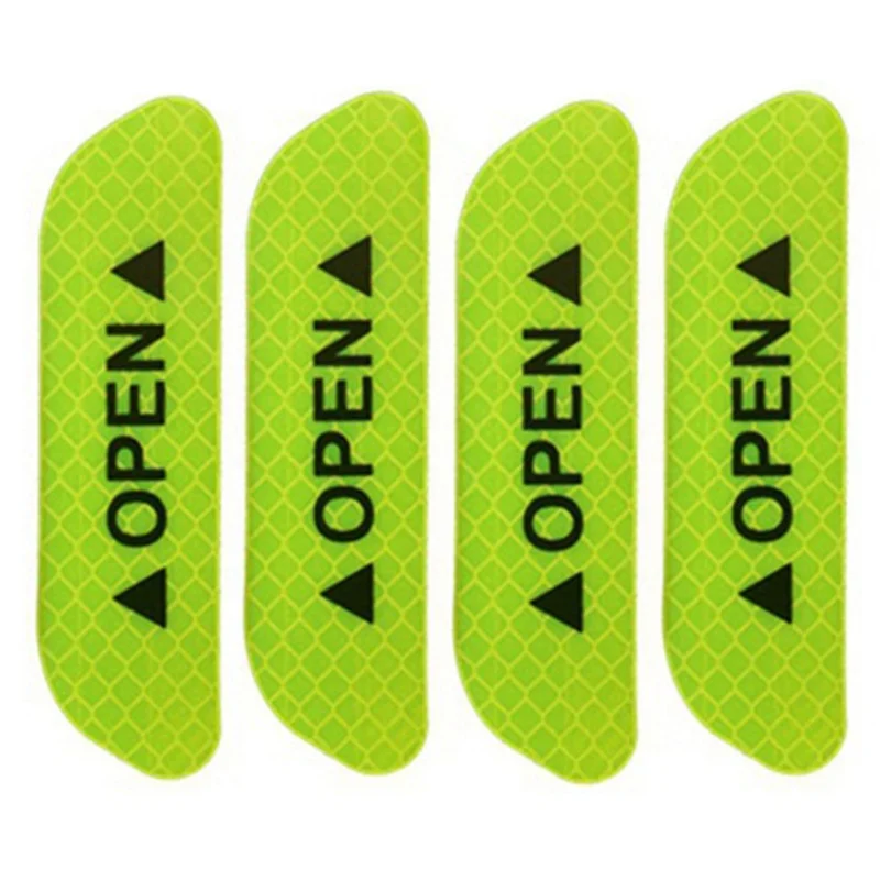 

4Pcs/Set Car Door Reflective Tape Safety Warning Anti-Collision Stickers OPEN Style High Reflective Decals Auto Exterior Decor