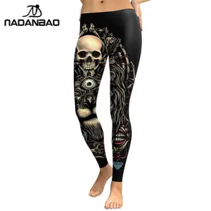 Новинка 2022, леггинсы NADANBAO с объемным изображением черепа, женские леггинсы с рисунком льва, леггинсы для тренировок