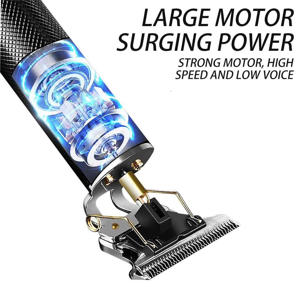 

Retro USB Rechargeable Hair Trimmer Cordless Barber Carving Hair Clipper Large Power Low Noise T9 Hair Cutting For Kid Adults