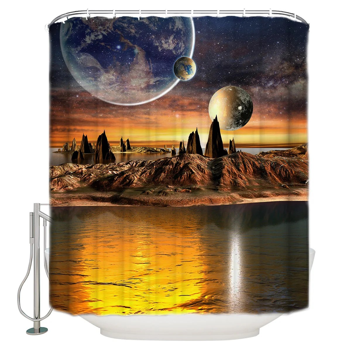 Планета пейзаж занавеска для душа Водонепроницаемая ванной из полиэстера