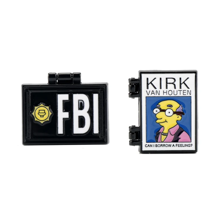Flip Cover Collection Pin X-Files FBI Fox Mulder ID Card Enamel Brooches The Simpson Bag Clothes Lapel Pins Punk Fashion Jewelry