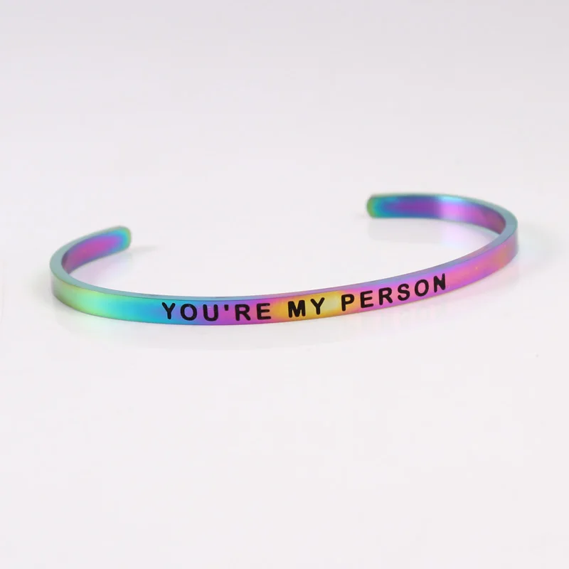 1 шт. 4 мм из нержавеющей стали c радужным барный браслет Выгравированный