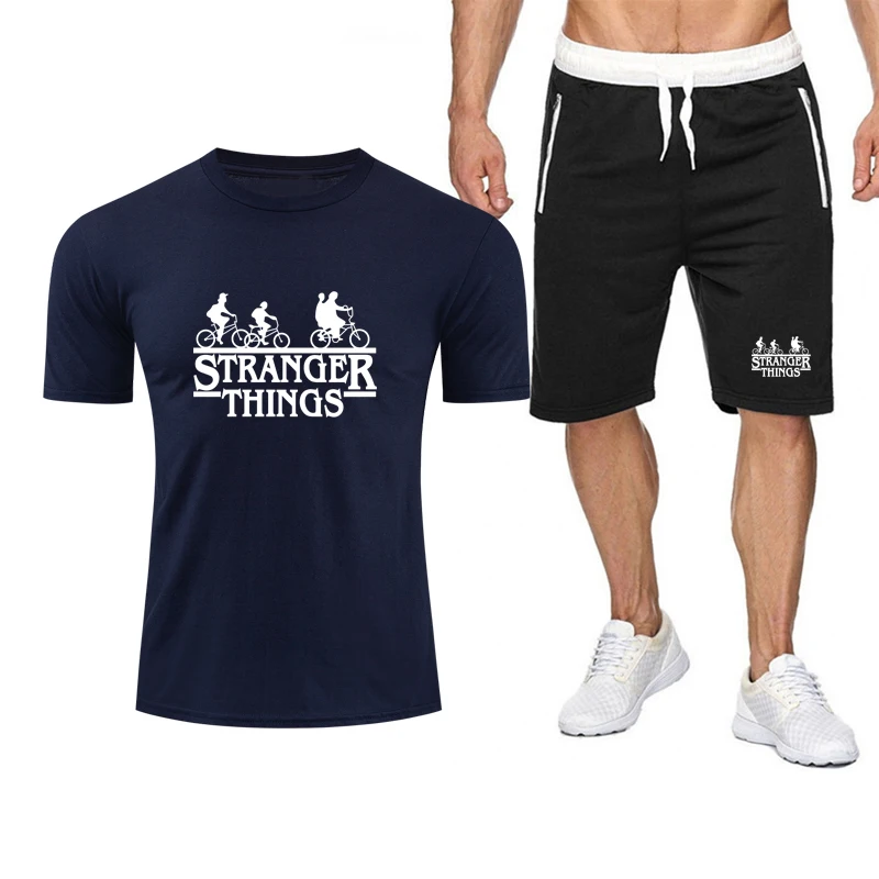 

2021 new fashion hot sale printed T-shirt sports suit quick-drying casual running wear summer short-sleeved shorts 2-piece set
