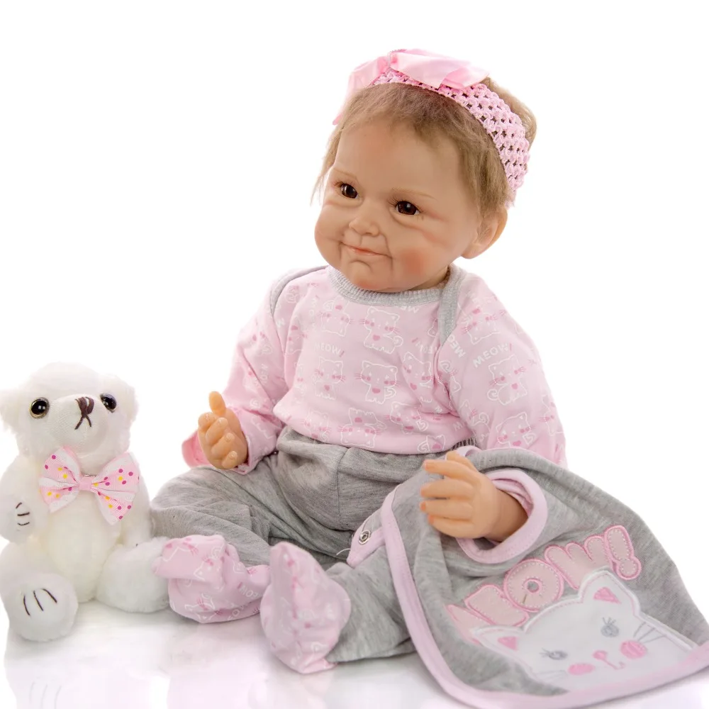 NPK 55 см мягкие силиконовые Новорожденные bebe Возрожденные куклы-Младенцы живые куклы 22 дюймов реалистичные настоящие куклы для девочек для детей Рождественский подарок