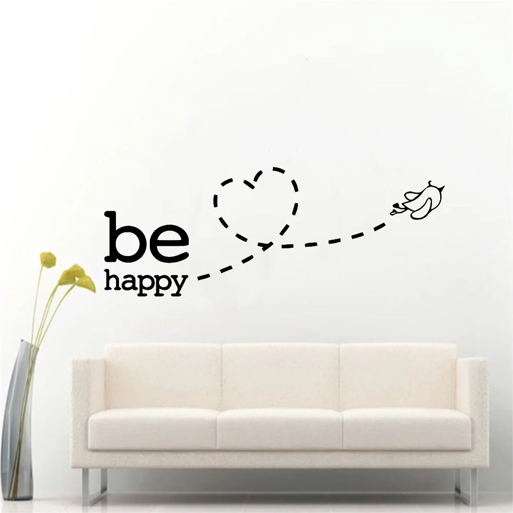 Be happy наклейки на стену виниловые украшения для дома спальни Декорации детской