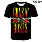 Летние футболки Guns N Roses с 3D принтом, повседневные мужские, женские, Детские Модные хлопковые топы с коротким рукавом для мальчиков и девочек, уличная одежда