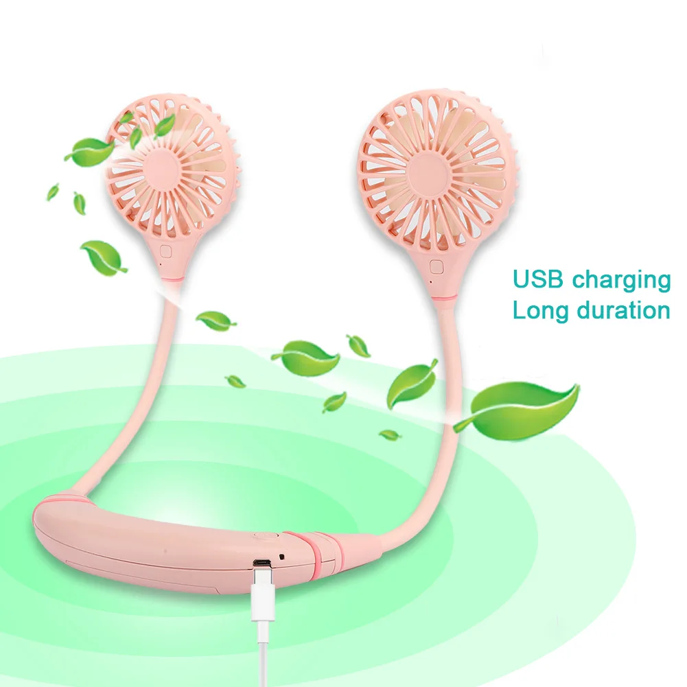 Портативный переносной шейный подвесной вентилятор USB Перезаряжаемый мини