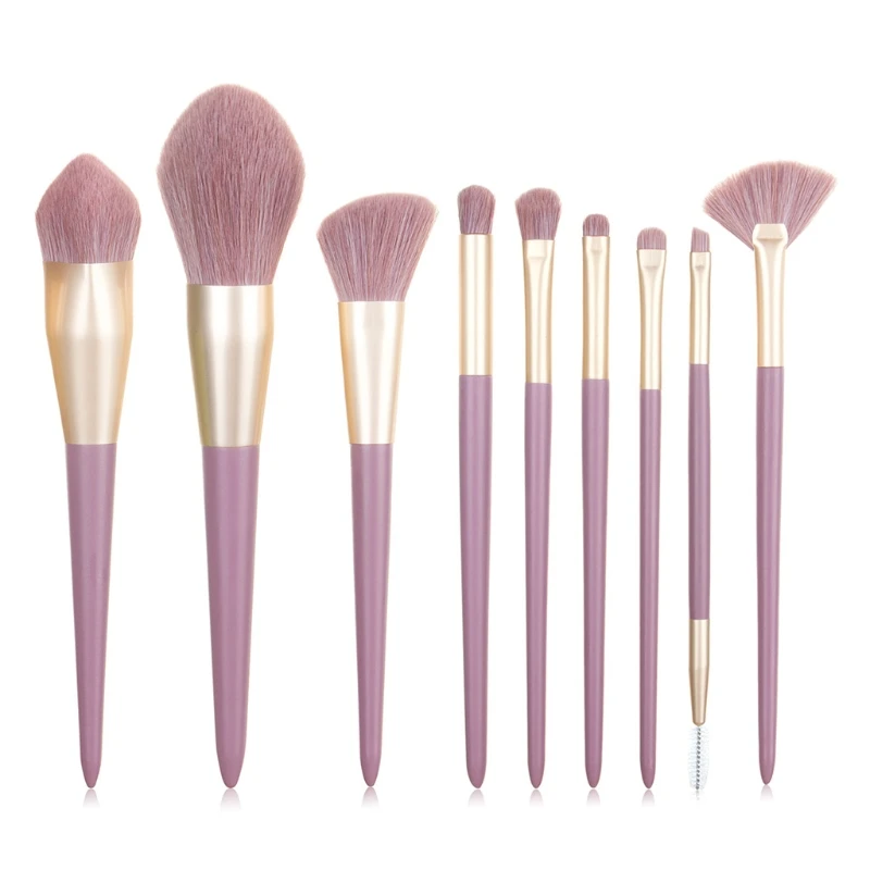 

9Pcs Purple Makeup Brushes Set Powder Eye Shawdow Blending Beauty Cosmetic Brush