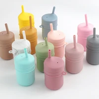 1pc silicone baby cup snacks water bottle baby learning drinkware feeding liquid feed mug toddlers kids with sippy cup