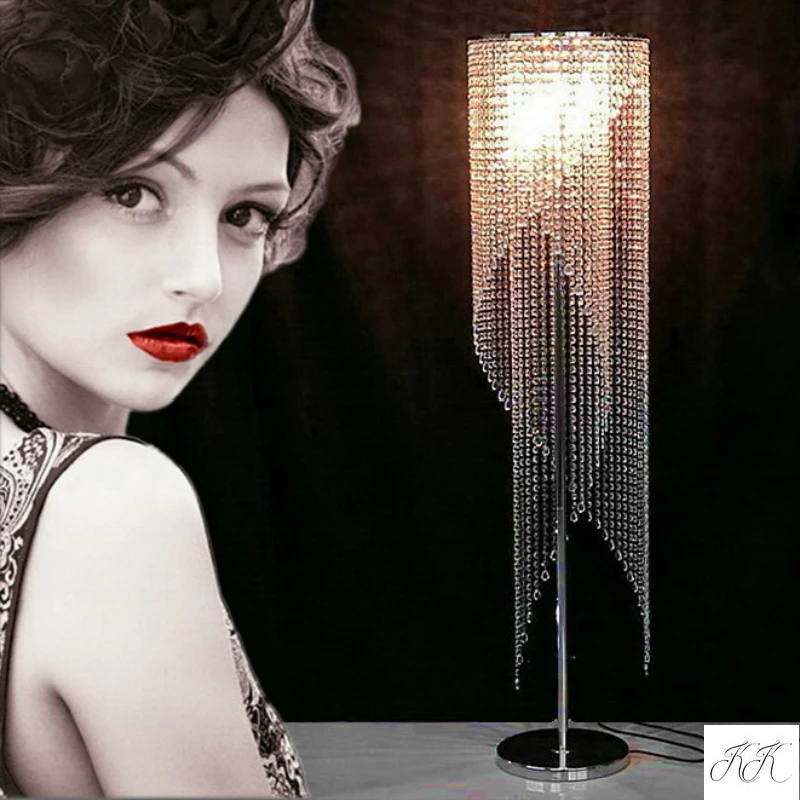 

European Luxury Led Remote Control Color Matching Floor Lamp Modern Living Room Lamp Wedding Room Bedside K9 Crystal Floor Lamp