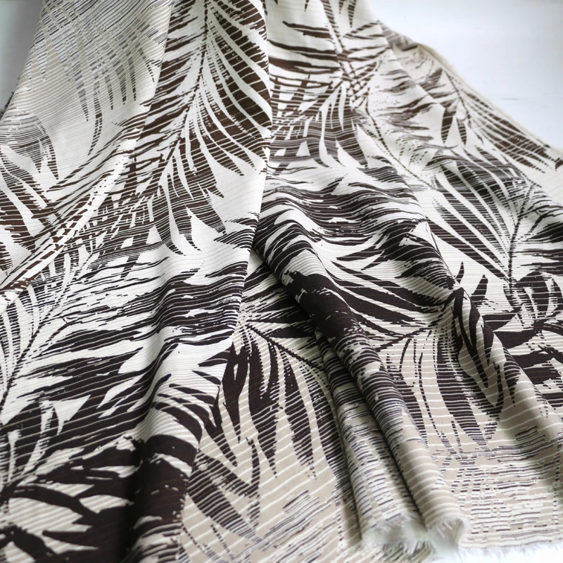 50 см * 130 черная винтажная Полосатая Шелковая ткань с листьями для