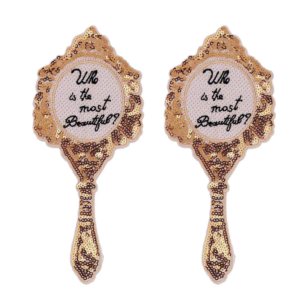 

2 Pieces Magic Mirror Sequins Letters Patch Of Clothes Accessories Dress Shirt Applique Fabric DIY Decoration Supplies