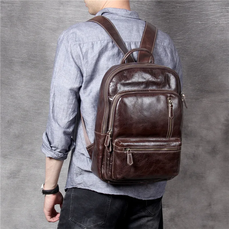 

Повседневный Рюкзак из натуральной воловьей кожи для мужчин и женщин, модная уличная дорожная сумка ручной работы для ноутбука