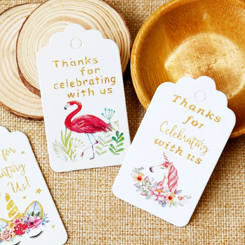 50 шт. Подарочная бумажная бирка фламинго спасибо гребешок этикетка бумажные