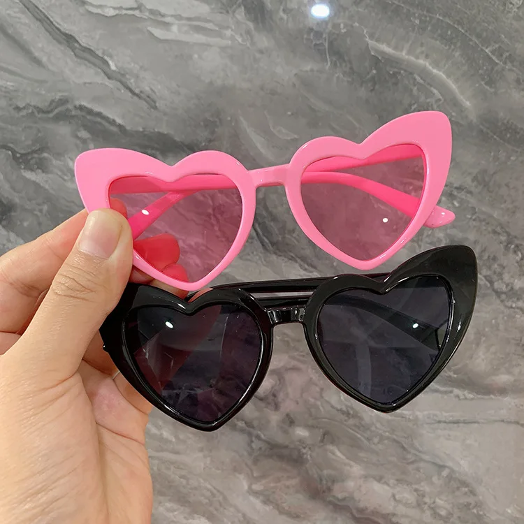 

Fashion Colorful Heart Kids Sunglasses Mirror Lens Candy Girls Eyewear 2021 Summer New Shades Glasses Baby Vintage Sun Glasses