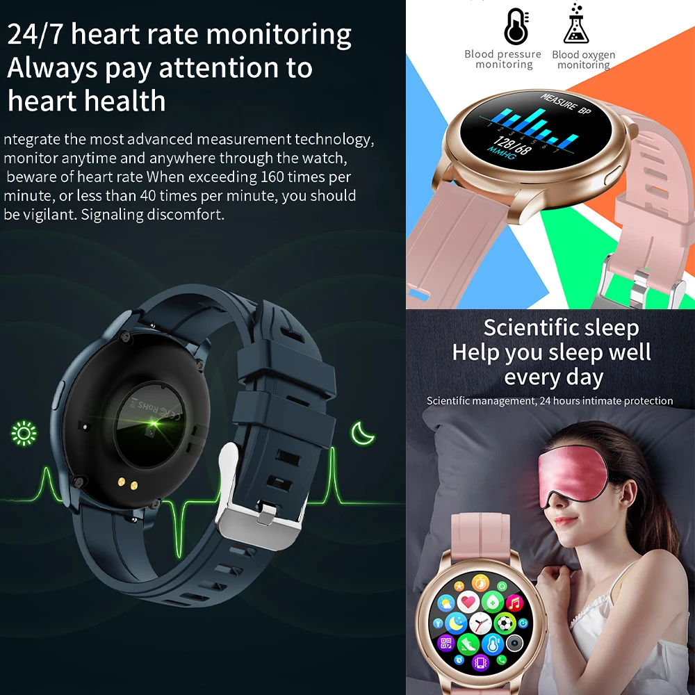 

Smart Watch Fitness Tracker Blood Pressure Heart Rate Monitor Bluetooth Phone Smartwatch 2021 Sleep Monitor for Android iOS