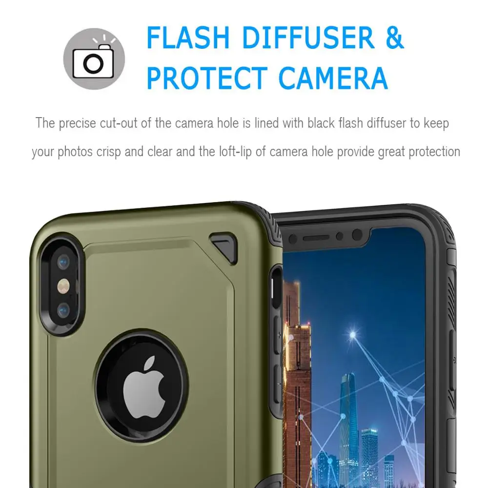 Роскошный противоударный чехол для телефона iPhone X XR XS Max гибридный жесткий