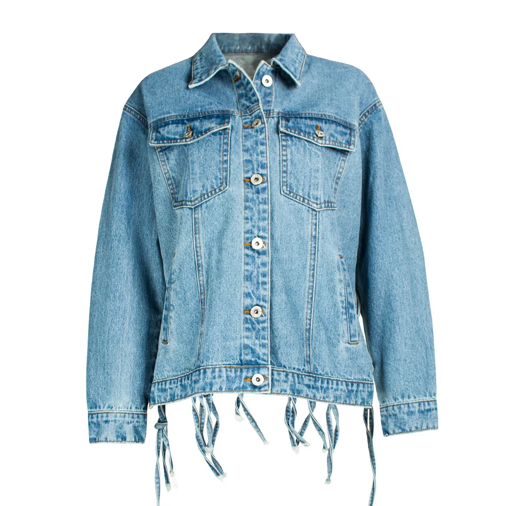 

jacket and Women's loose Denim Jacket women's baseball Top heel hollow back denim uniform