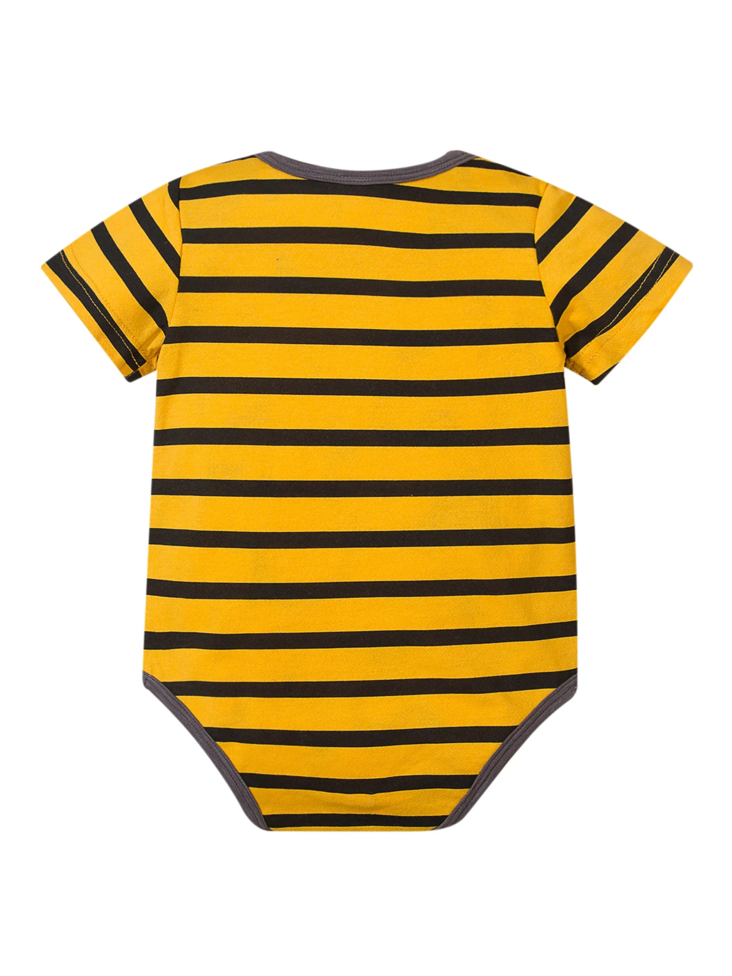 

Baby's Rompers, 3Pcs/Set Stripe Animal Letter Print Short Sleeve Round Neck Bodysuits