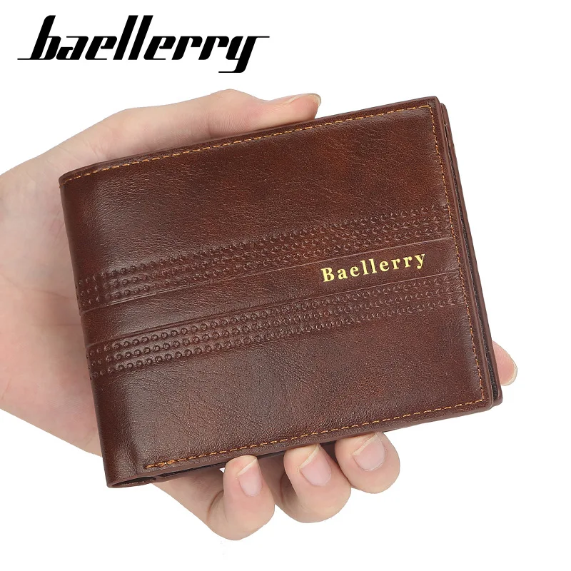 

2021 Men's Wallet Short Korean Business leather Wallet Thin Multi-card Embossed Coin Purse Simple Open Soft Wallet