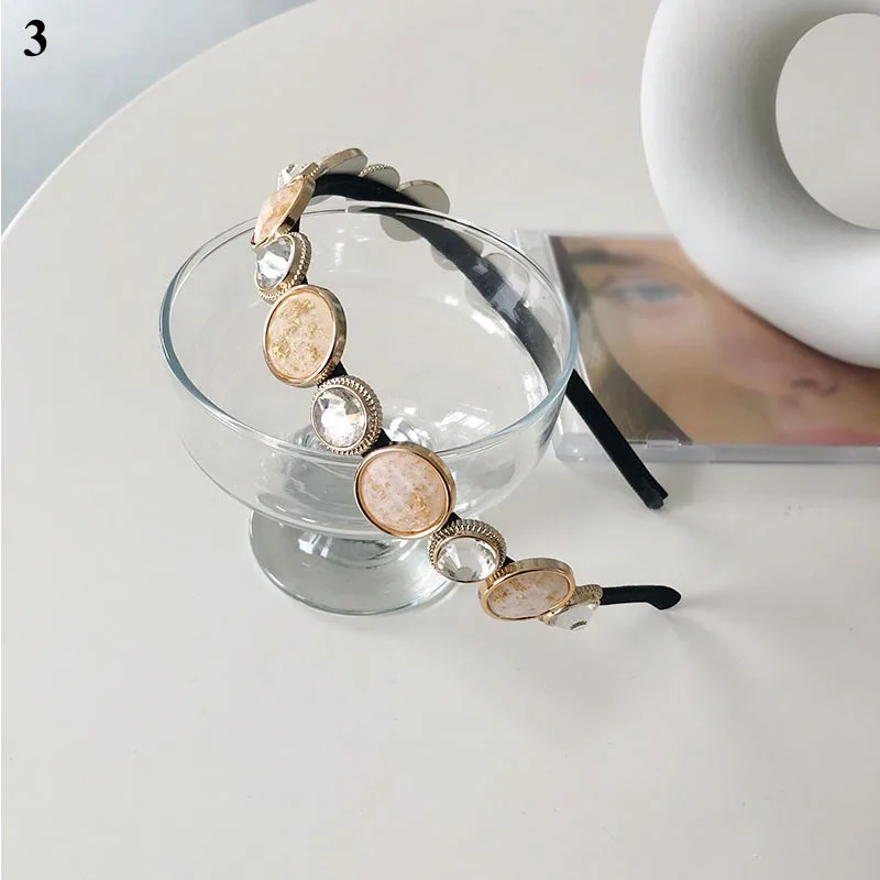 

Simulated Crystal Pearl Rhinestones Luxury Hair Accessories Headbands Sparkly Hair Bands Headdress White Women Headbands